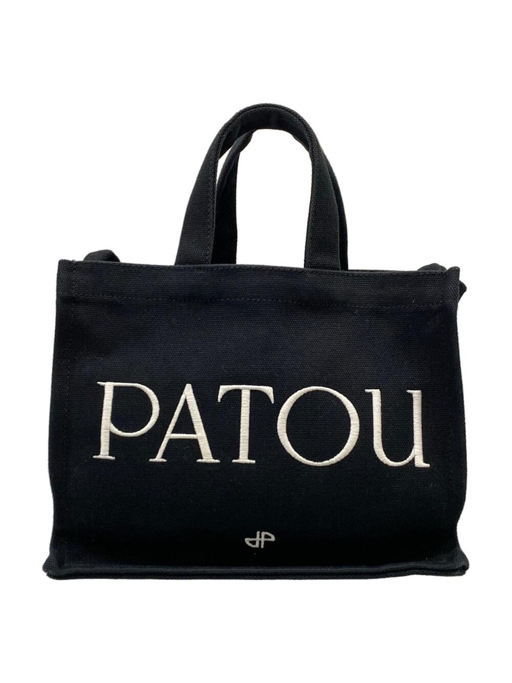 Patou Cotton Canvas Tote Small Black #327941P77B